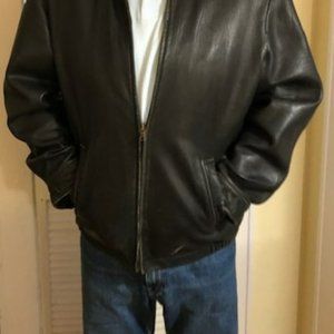 Men's Black Nautica Distressed Bomber Jacket, size 48